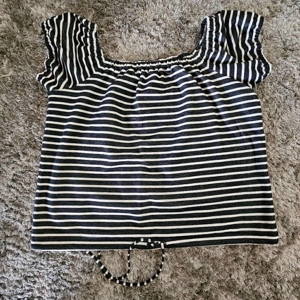 Women's Juniors Madewell Crop Top White Blue Denim colored Size Large